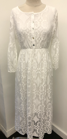 Long Sleeve Lace Button Down Dress